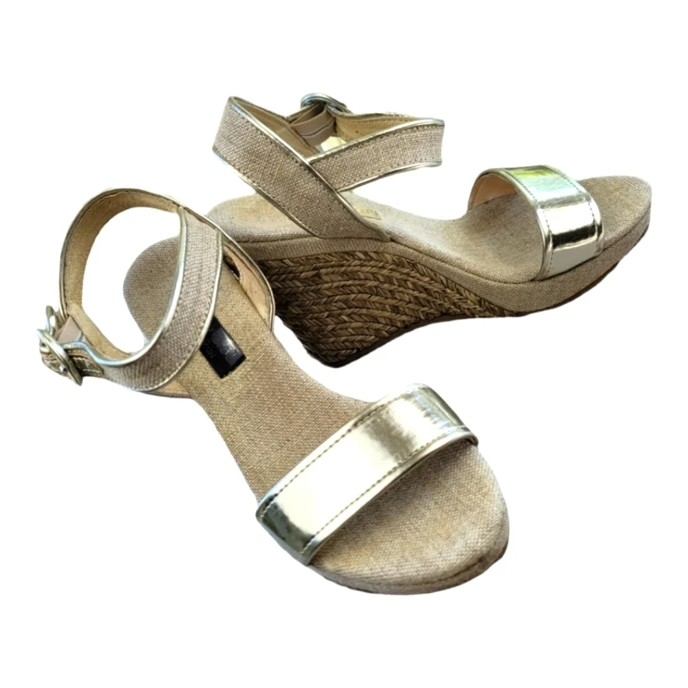 MAYPOL Pewter Espadrille Wedge Ankle‎ Strap Sandals